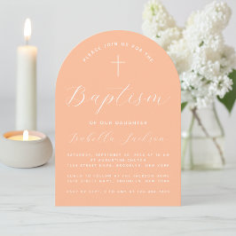 Doop Perzik Boog Moderne Letter Meisje Doopfeest Kaart