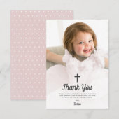 Doop Religieus doopsel Roze Meisje Foto Bedankkaart (Voorkant / Achterkant)