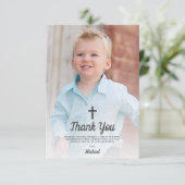 Doop Religieuze doopjongen Foto Bedankkaart (Staand voorkant)