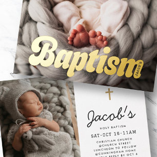 Doop  Retro Typografie Aangepaste foto's Folie Uitnodiging