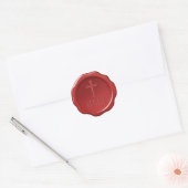 Doop rode waszegel kruis & naam elegante sticker (Envelop)