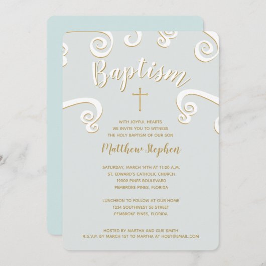 Doop rollen in Poeder Blauw en Goud Kaart (Voorkant / Achterkant)