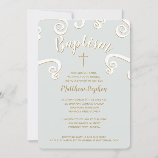 Doop rollen in Poeder Blauw en Goud Kaart (Voorkant)