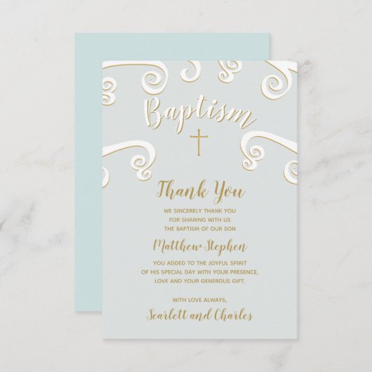 Doop rollen in Poeder Blauw en Goud Kaart (Voorkant / Achterkant)