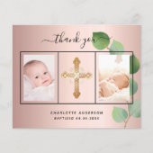 Doop roos eucalyptus foto bedankkaart (Voorkant)