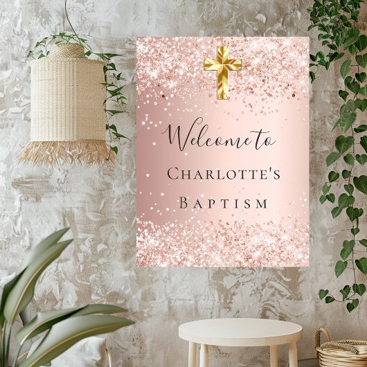 Doop roos goud welkom poster