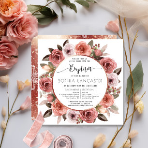 Doop, Roos Gouden Bloemen Kaart