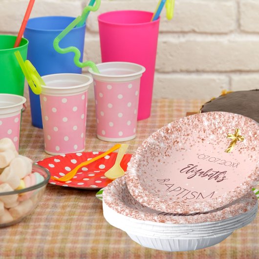 Doop roos gouden confetti meisjesnaam papieren kommen