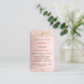 Doop roos gouden kruis uitnodiging (Staand voorkant)