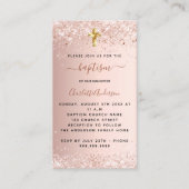 Doop roos gouden kruis uitnodiging (Voorkant)