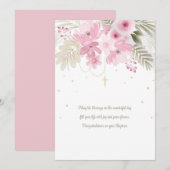 Doop Roze Bloemen Kaart (Voorkant / Achterkant)