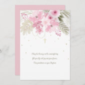 Doop Roze Bloemenkaart Kaart (Voorkant / Achterkant)