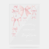 Doop roze bogen welkom duidelijk teken acryl bord (Voorkant)