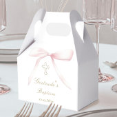 Doop roze boog baby meisje bedankdoosjes