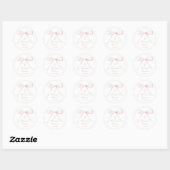 Doop roze boog baby meisje ronde sticker (Vel)