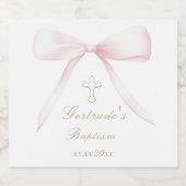 Doop roze boog baby meisje sparkling wijnetiket (Enkel label)