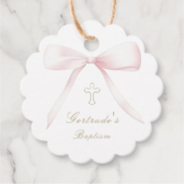 Doop roze boog baby meisje voorkeur tags bedankjes labels