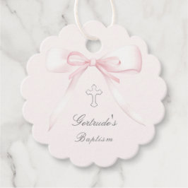 Doop roze boog gunst tags bedankjes labels