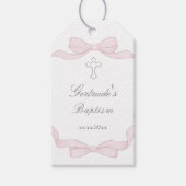 Doop roze boog lijst cadeaulabel (Voorkant)