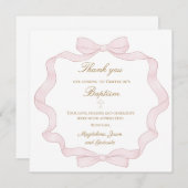 Doop roze boog lijst dank u kaart (Voorkant / Achterkant)