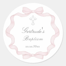 Doop roze boog lijst ronde sticker