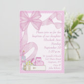 Doop Roze Boog Uitnodiging (Staand voorkant)