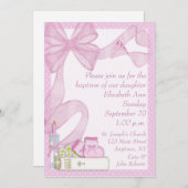 Doop Roze Boog Uitnodiging (Voorkant / Achterkant)