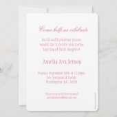 Doop roze duif aankondiging uitnodigingskaart (Achterkant)