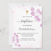 Doop roze eucalyptus glitter kaart (Voorkant)