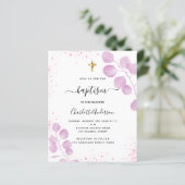 Doop roze eucalyptus glitter uitnodiging (Staand voorkant)