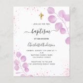 Doop roze eucalyptus glitter uitnodiging (Voorkant)