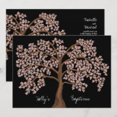 Doop roze kersenbloesem boom schilderij kaart (Voorkant / Achterkant)