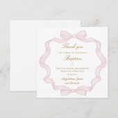 Doop roze lint kader dank je mini kaart (Voorkant / Achterkant)