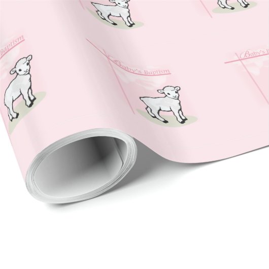 Doop, Roze, Meisje, Lam Cadeaupapier (Rol Hoek)