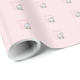 Doop, Roze, Meisje, Lammetje Cadeaupapier