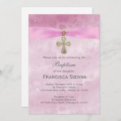 Doop roze rozen kaart (Voorkant / Achterkant)