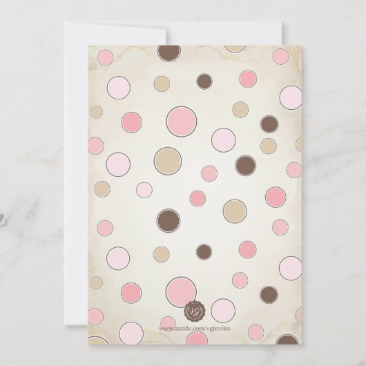 Doop Roze Stippen Uitnodiging - Baby Meisje (Achterkant)