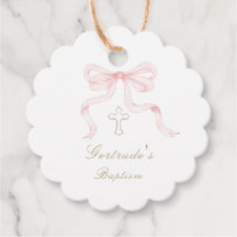 Doop roze strik baby meisje favor tags