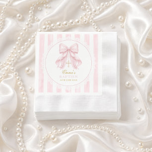 Doop Roze Strik Baby Meisje Servet