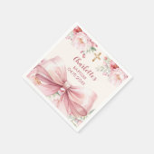 Doop roze strik crème bloemen servet (Hoek)