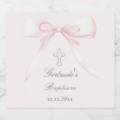 Doop roze strik likeurfles etiket (Enkel label)