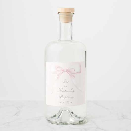 Doop roze strik likeurfles etiket (Voorkant)