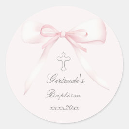 Doop roze strik ronde sticker
