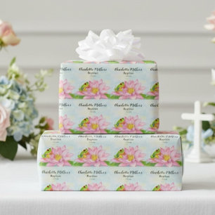 Doop Roze Waterlelie & Boomkikker Cadeaupapier