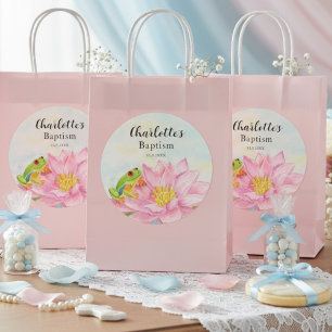 Doop Roze Waterlelie & Boomkikker Ronde Sticker