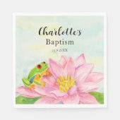 Doop Roze Waterlelie & Boomkikker Servet (Voorkant)