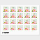 Doop Roze Waterlelie & Boomkikker Vierkante Sticker (Vel)