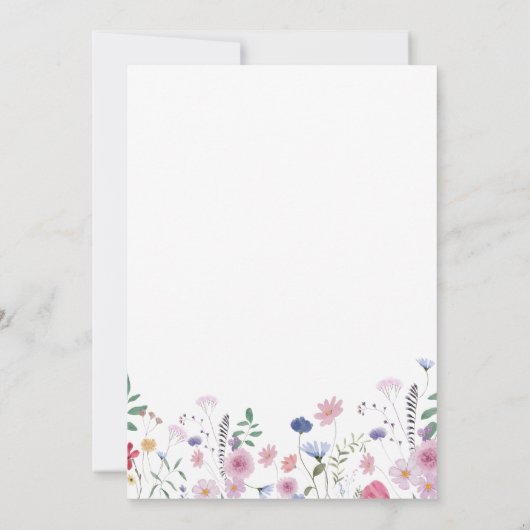 Doop roze waterverf kruis en bloemen kaart (Achterkant)