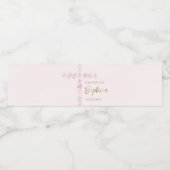 Doop roze waterverf kruis waterfles etiket (Enkel label)