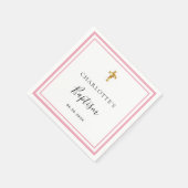 Doop roze wit naam meisje eenvoudig servet (Hoek)